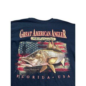 Reel Legends Great American Angler Mens Navy Graphic T-Shirt M Cotton